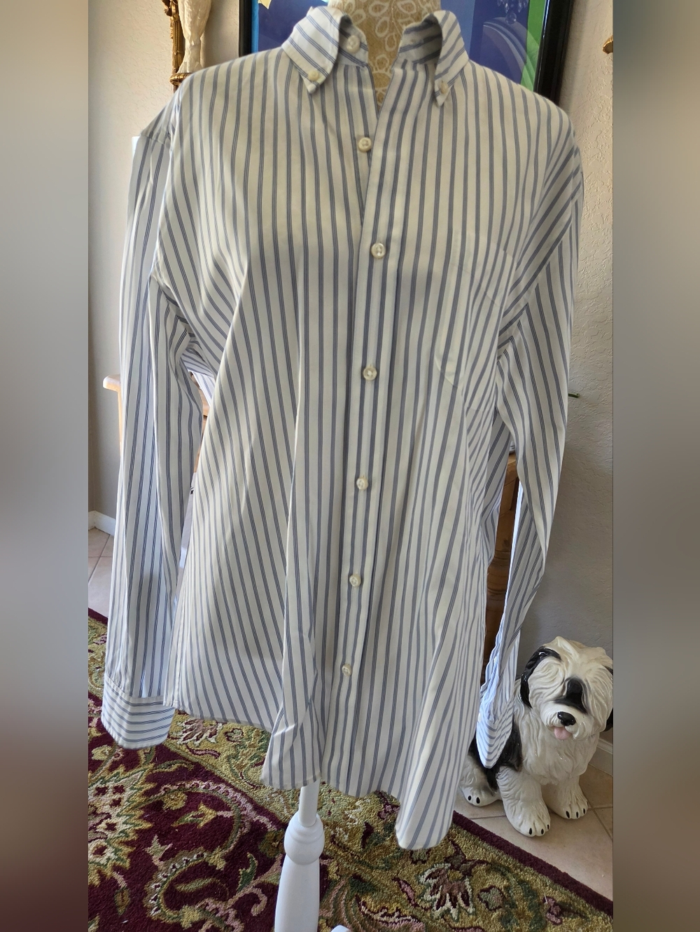 J Crew Secret Wash Classic Blue Stripe Button-Down long Sleeve Shirt  Slim Fit M